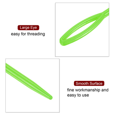 Harfington 100pcs Plastic Sewing Needles, 9cm Large Eye Blunt Learning Needles, Green