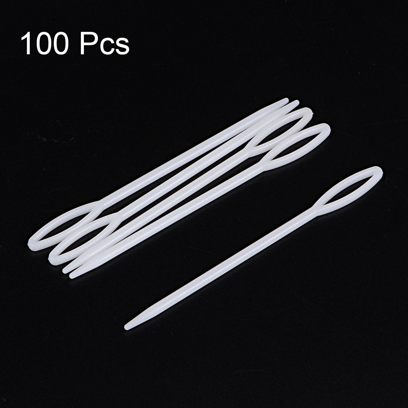 Harfington 100pcs Plastic Sewing Needles, 9cm Large Eye Blunt Learning Needles, White