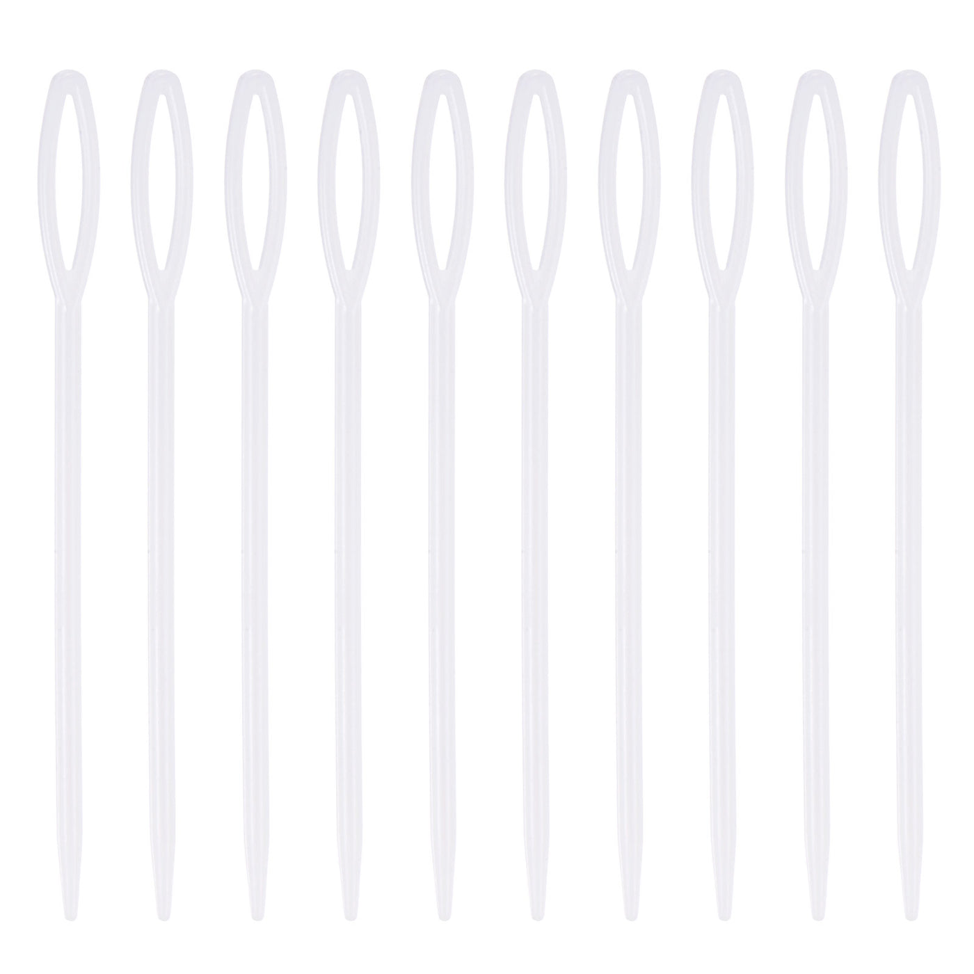 Harfington 100pcs Plastic Sewing Needles, 9cm Large Eye Blunt Learning Needles, White