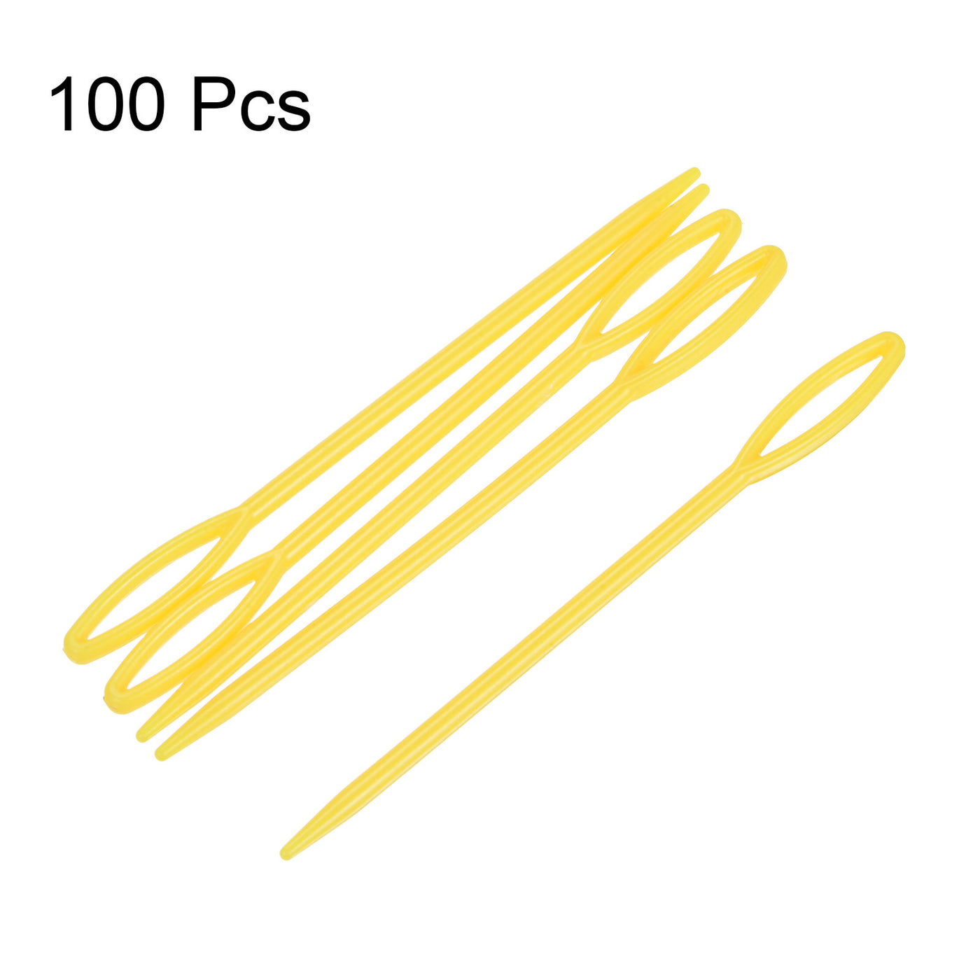 Harfington 100pcs Plastic Sewing Needles, 9cm Large Eye Blunt Learning Needles, Yellow
