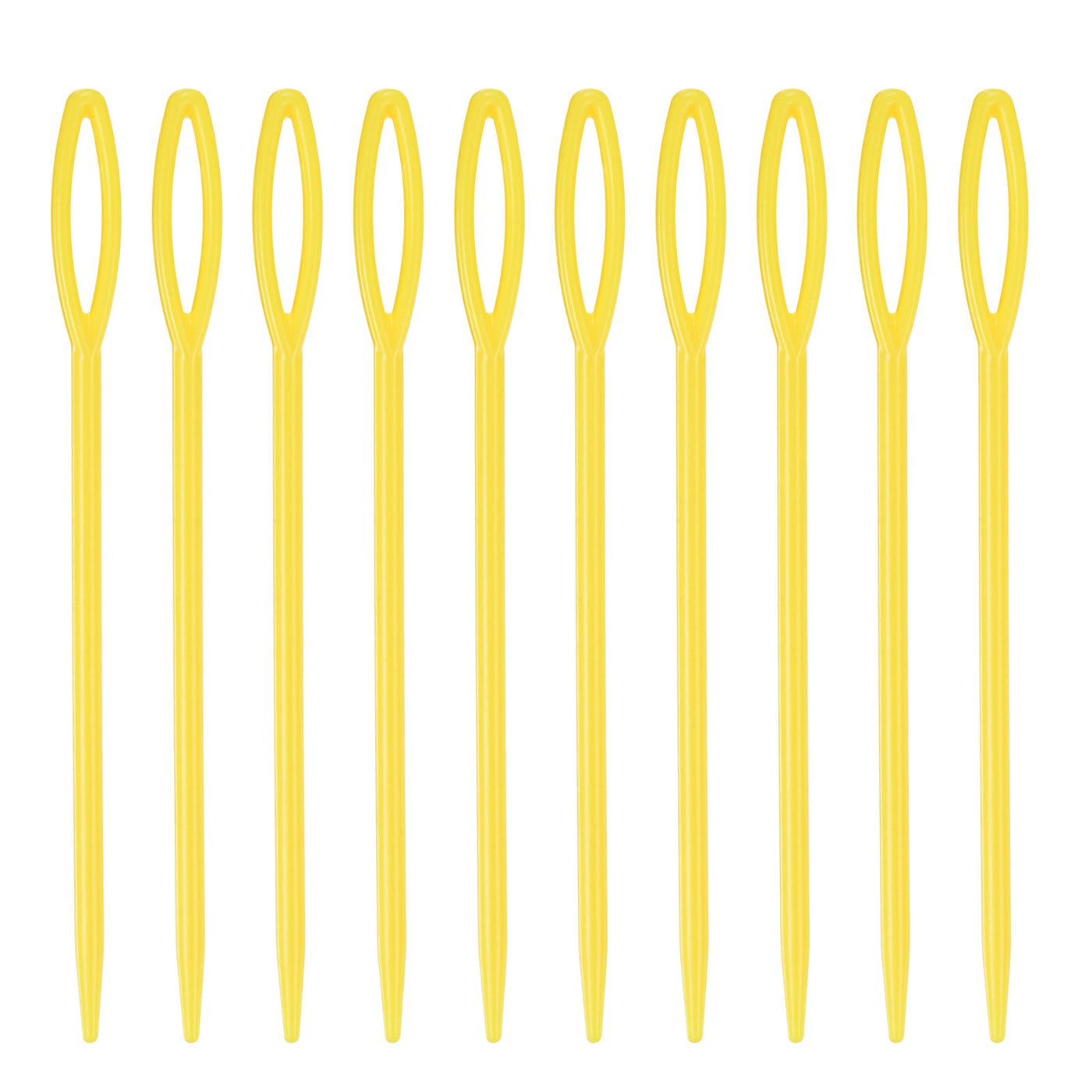 Harfington 100pcs Plastic Sewing Needles, 9cm Large Eye Blunt Learning Needles, Yellow