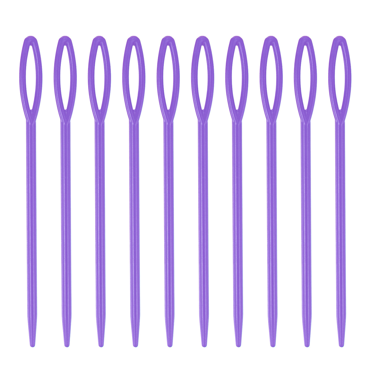 Harfington 100pcs Plastic Sewing Needles, 9cm Large Eye Blunt Learning Needles, Purple