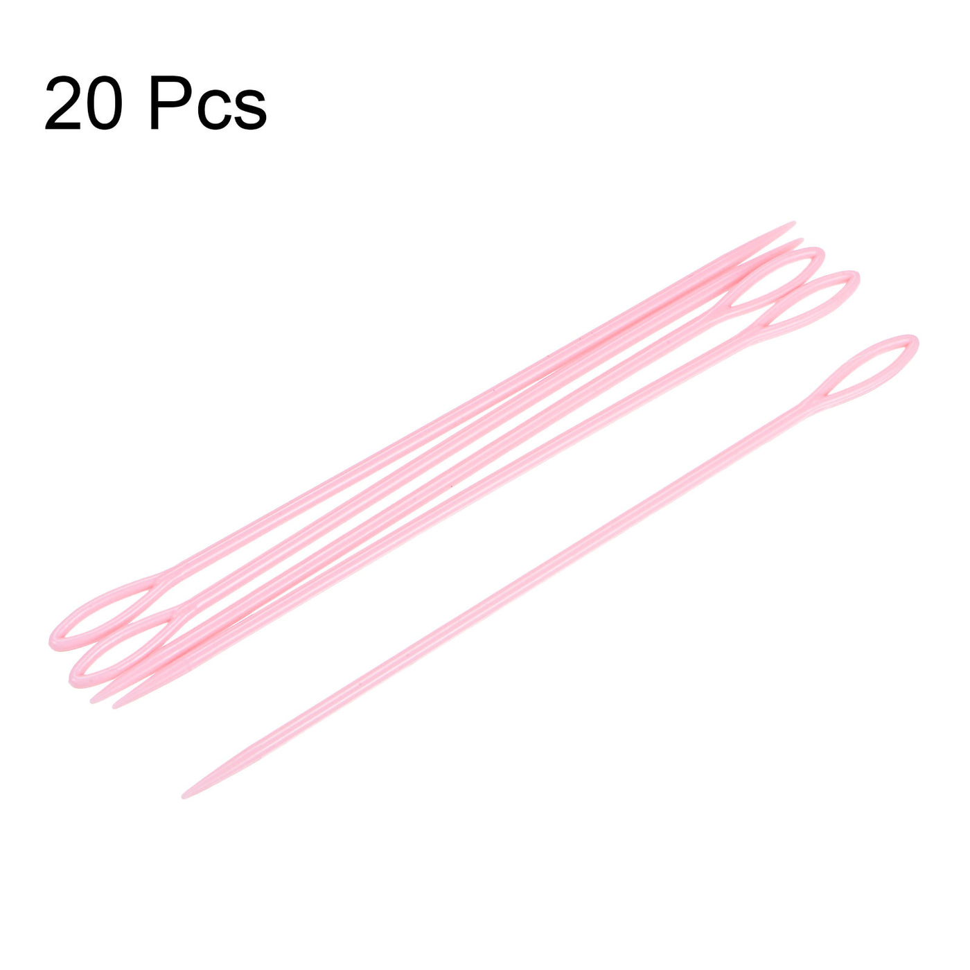 Harfington 20pcs Plastic Sewing Needles, 15cm Large Eye Blunt Learning Needles, Pink