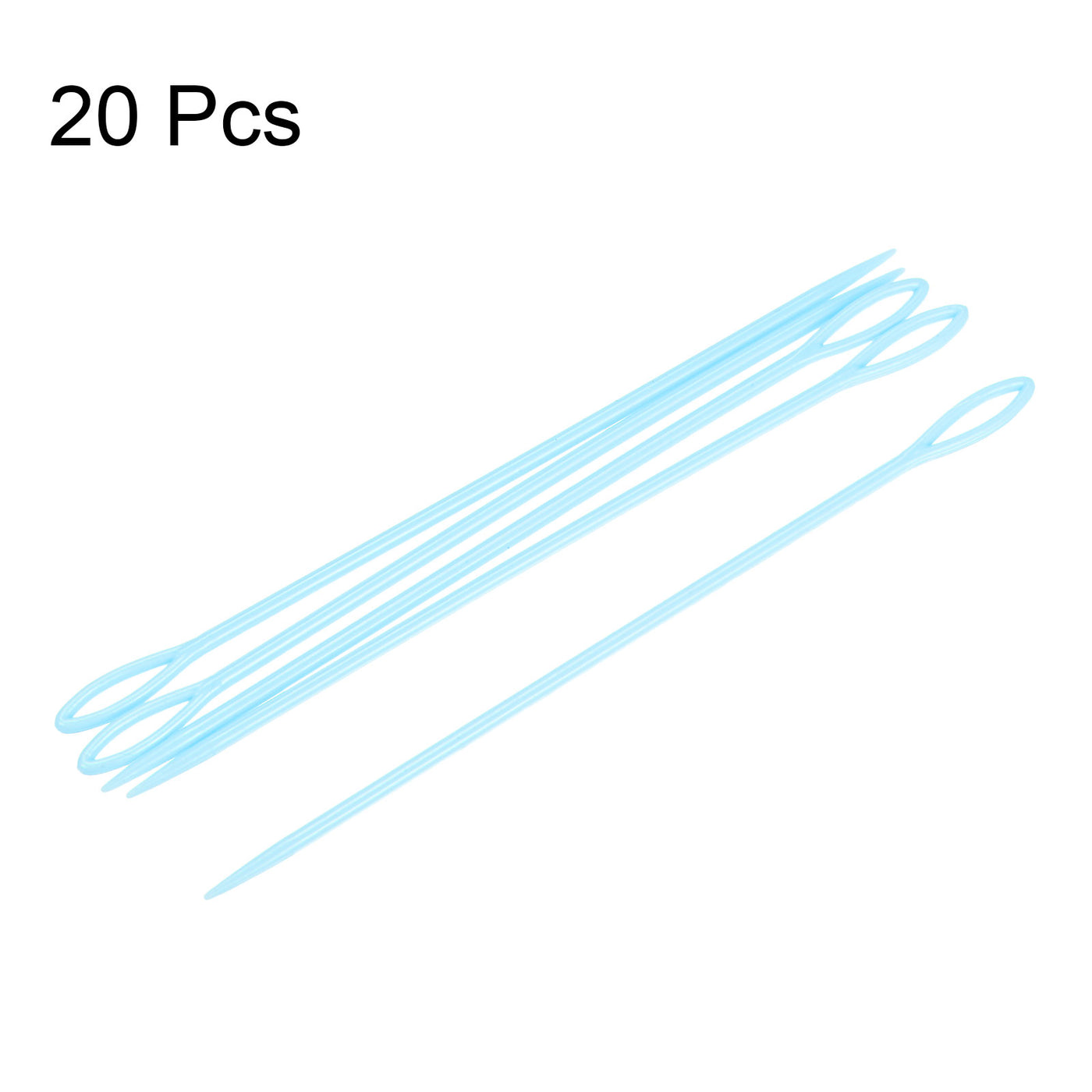 Harfington 20pcs Plastic Sewing Needles, 15cm Large Eye Blunt Learning Needles, Blue