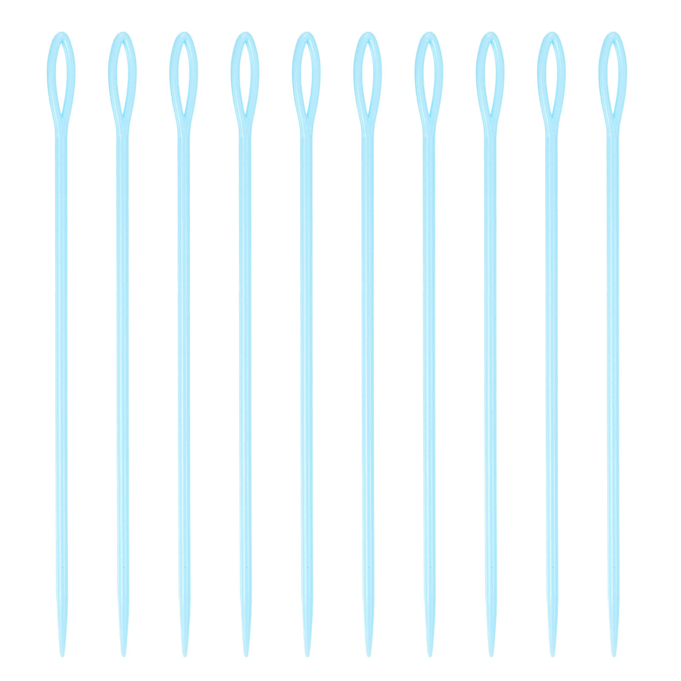 Harfington 20pcs Plastic Sewing Needles, 15cm Large Eye Blunt Learning Needles, Blue