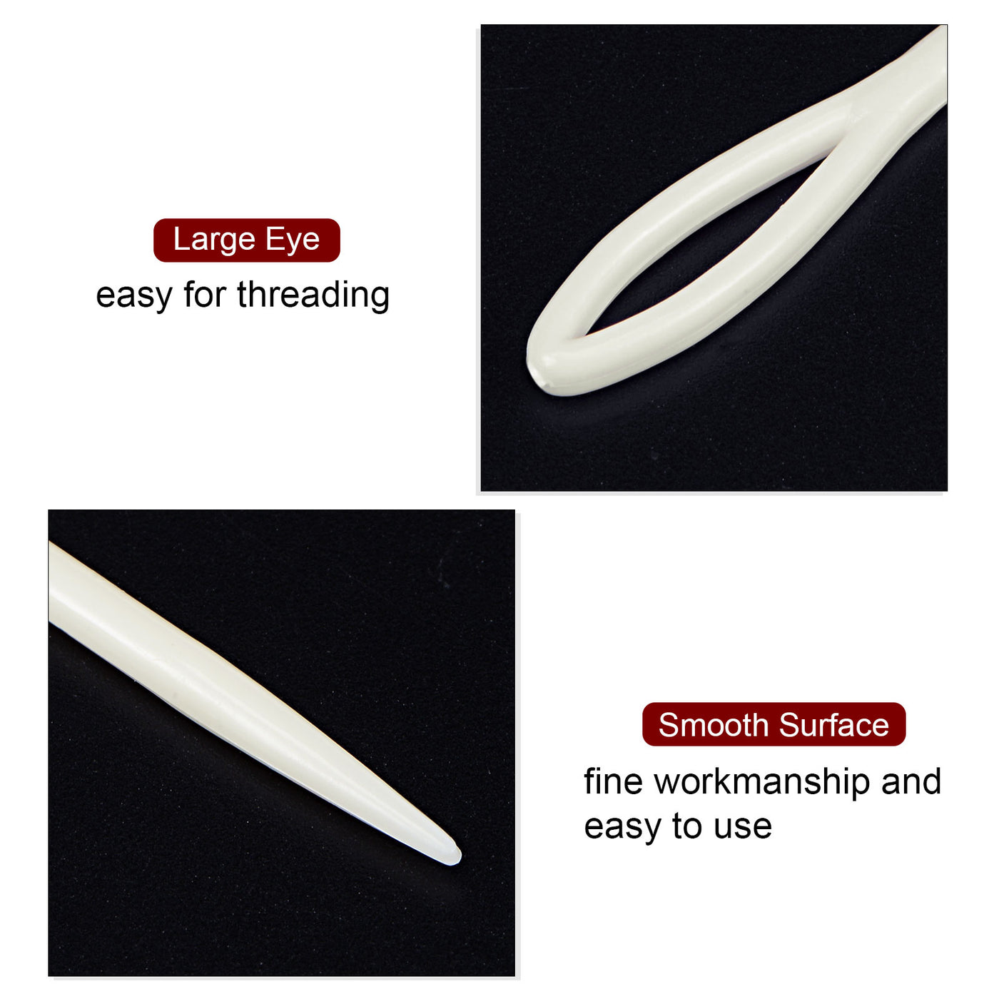 Harfington 20pcs Plastic Sewing Needles, 15cm Large Eye Blunt Learning Needles, White