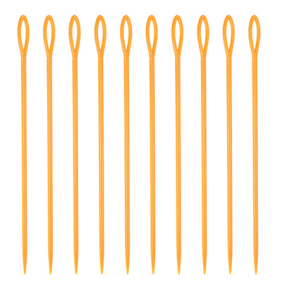 Harfington 20pcs Plastic Sewing Needles, 15cm Large Eye Blunt Learning Needles, Orange