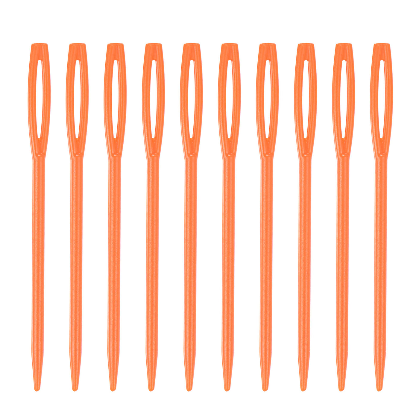 Harfington 200pcs Plastic Sewing Needles, 7cm Large Eye Blunt Learning Needles, Orange