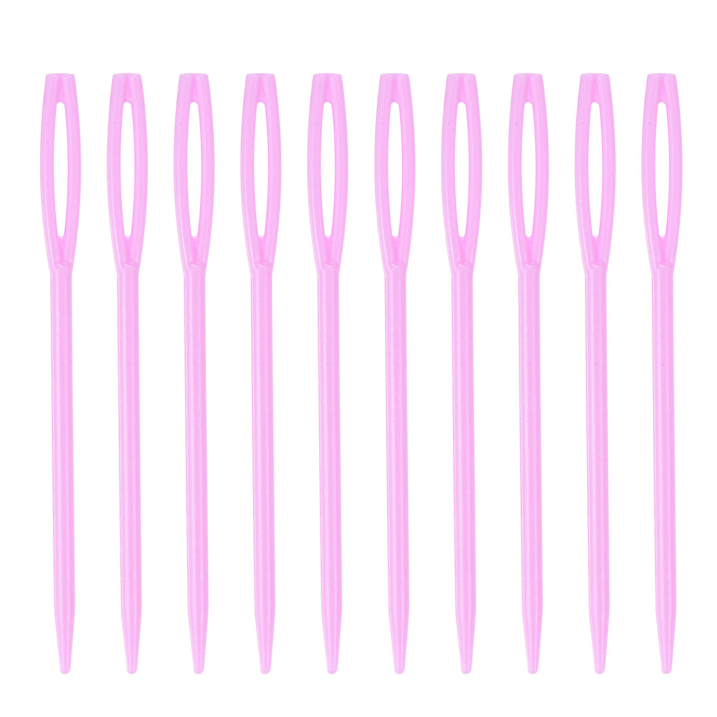 Harfington 200pcs Plastic Sewing Needles, 7cm Large Eye Blunt Learning Needles, Pink