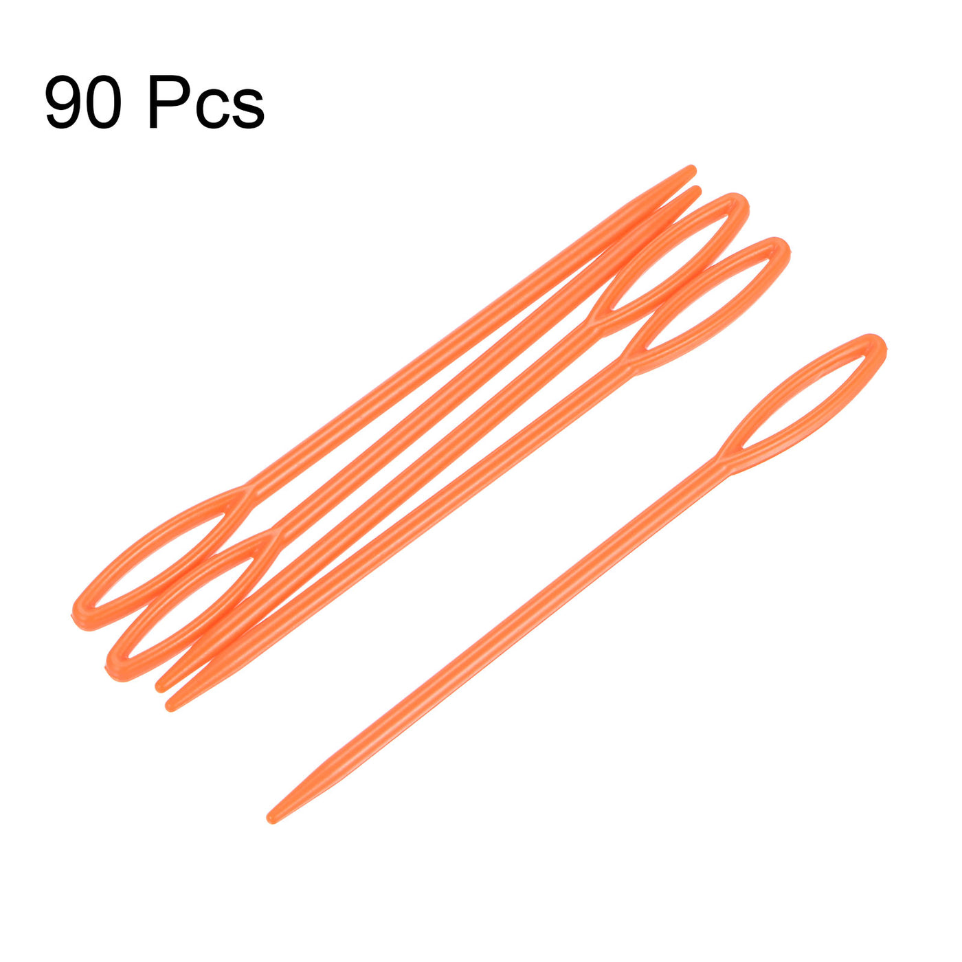Harfington 90pcs Plastic Sewing Needles, 9cm Large Eye Blunt Learning Needles, Orange