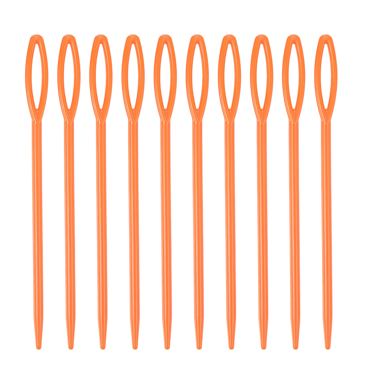 Harfington 90pcs Plastic Sewing Needles, 9cm Large Eye Blunt Learning Needles, Orange