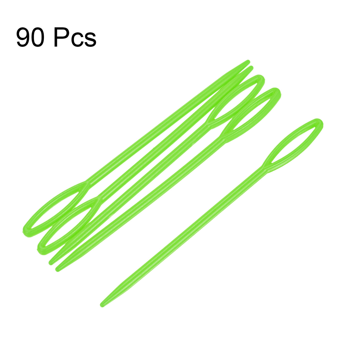 Harfington 90pcs Plastic Sewing Needles, 9cm Large Eye Blunt Learning Needles, Green