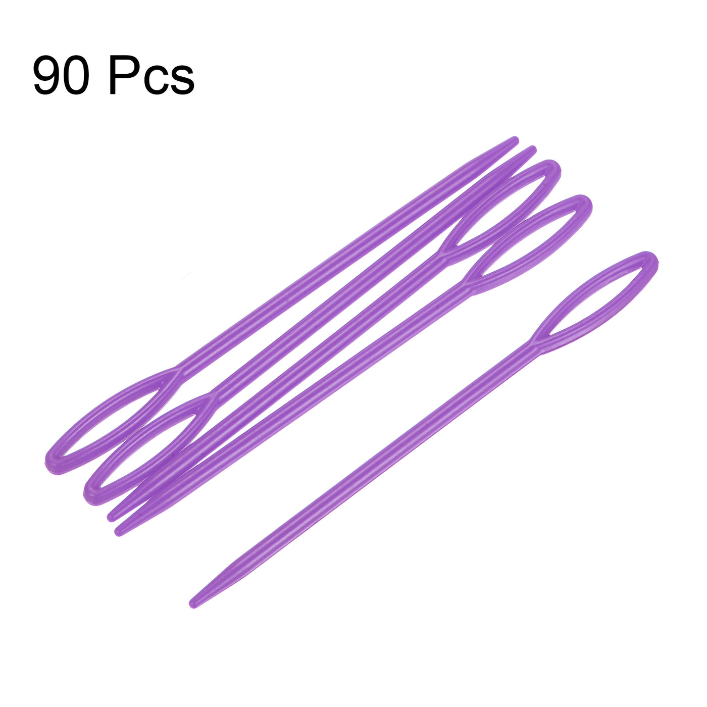 Harfington 90pcs Plastic Sewing Needles, 9cm Large Eye Blunt Learning Needles, Purple