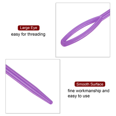 Harfington 90pcs Plastic Sewing Needles, 9cm Large Eye Blunt Learning Needles, Purple