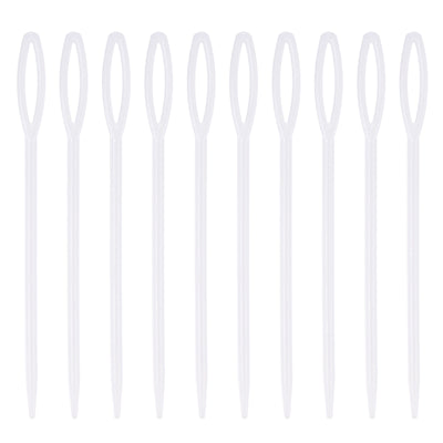 Harfington 150pcs Plastic Sewing Needles, 9cm Large Eye Blunt Learning Needles, White