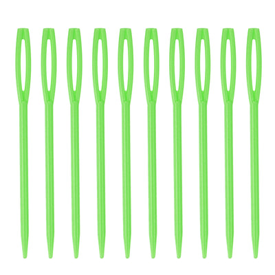 Harfington 90pcs Plastic Sewing Needles, 7cm Large Eye Blunt Learning Needles, Green