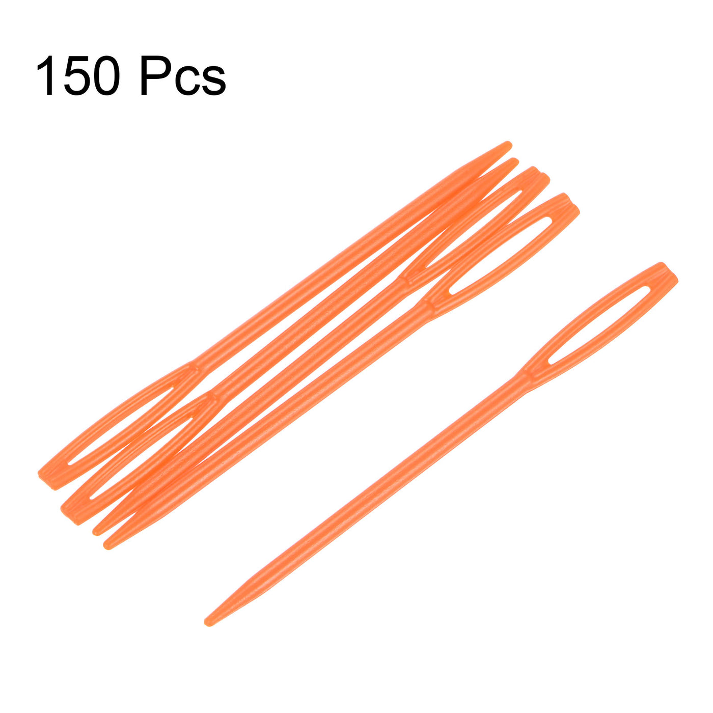 Harfington 150pcs Plastic Sewing Needles, 7cm Large Eye Blunt Learning Needles, Orange