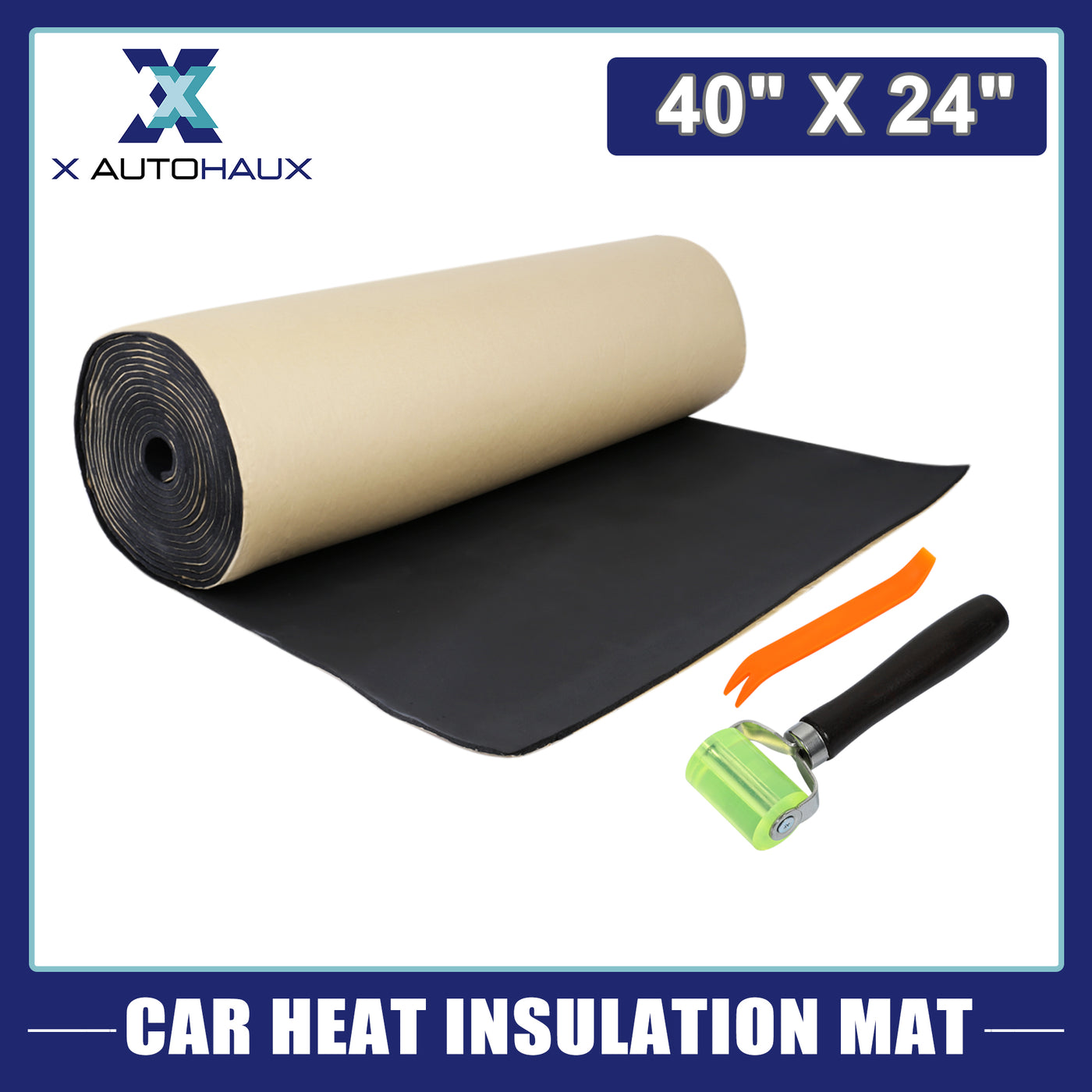 uxcell Uxcell 1 Set Car Sound Insulation Mat 5mm Door Hood Engine Heat Insulation  W/ Installer Tool 60x100cm 24"x40"