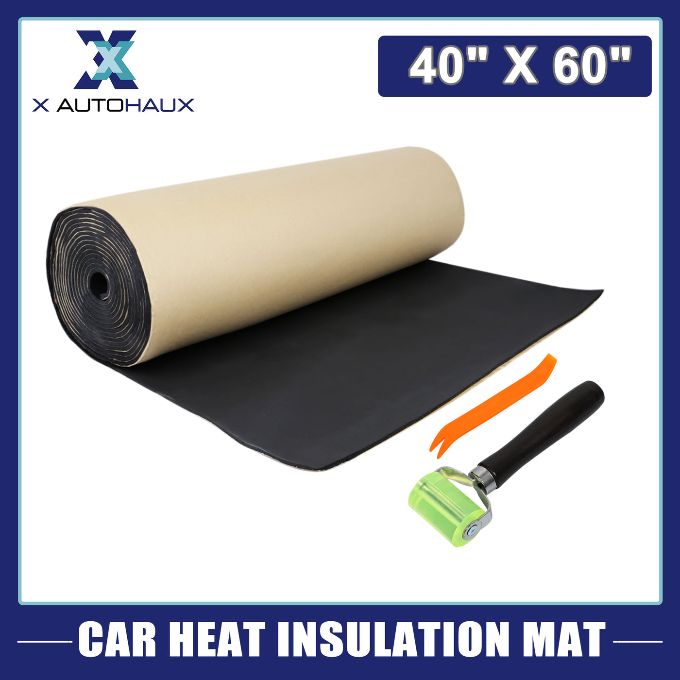 uxcell Uxcell 1 Set Car Sound Insulation Mat 5mm Door Hood Engine Heat Insulation  W/ Installer Tool 152x100cm 60"x40"