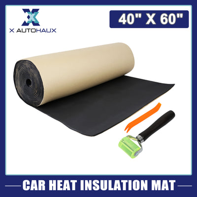 Harfington Uxcell 1 Set Car Sound Insulation Mat 5mm Door Hood Engine Heat Insulation  W/ Installer Tool 152x100cm 60"x40"