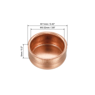 Harfington Copper End Cap Pipe Fitting Sweat Plug Connection 9.52mm(3/8") ID for HVAC, Air Conditioning Refrigeration System, Pack of 4