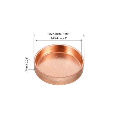 Harfington Copper End Cap Pipe Fitting Sweat Plug Connection 25.4mm(1") ID for HVAC, Air Conditioning Refrigeration System, Pack of 4