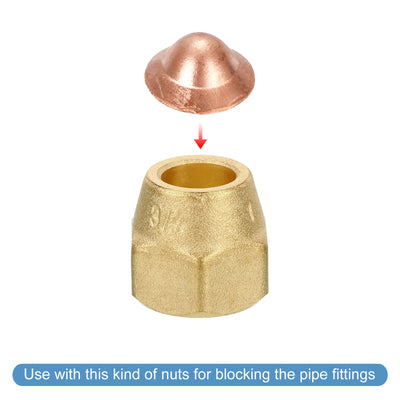 Harfington Copper End Cap Pipe Fitting Plug Connection Gasket Fit for 1/4" Flare Nuts, for HVAC, Air Conditioning Refrigeration System, Pack of 20