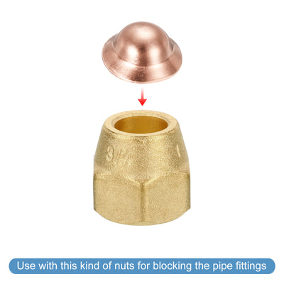 Harfington Copper End Cap Pipe Fitting Plug Connection Gasket Fit for 3/8" Flare Nuts, for HVAC, Air Conditioning Refrigeration System, Pack of 30