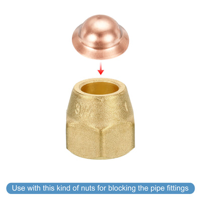 Harfington Copper End Cap Pipe Fitting Plug Connection Gasket Fit for 1/2" Flare Nuts, for HVAC, Air Conditioning Refrigeration System, Pack of 20
