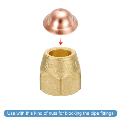 Harfington Copper End Cap Pipe Fitting Plug Connection Gasket Fit for 5/8" Flare Nuts, for HVAC, Air Conditioning Refrigeration System, Pack of 30