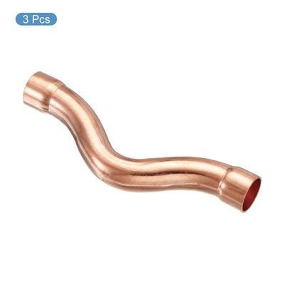 Harfington U Shape Elbow 180 Degree Copper Pipe Fitting Sweat Welding Connection 19mm ID for HVAC, Air Conditioning Refrigeration System, Pack of 3