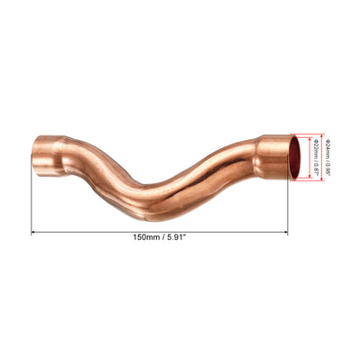 Harfington U Shape Elbow 180 Degree Copper Pipe Fitting Sweat Welding Connection 22mm ID for HVAC, Air Conditioning Refrigeration System