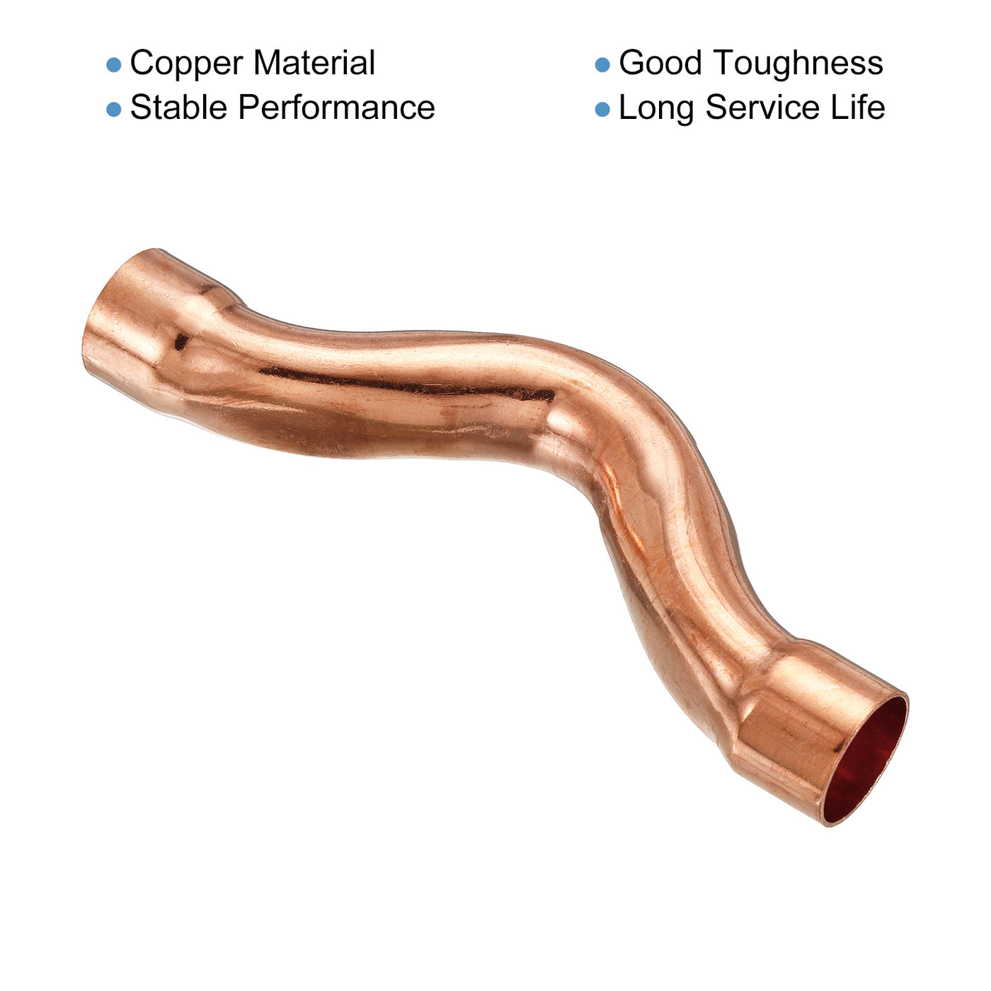Harfington U Shape Elbow 180 Degree Copper Pipe Fitting Sweat Welding Connection 22mm ID for HVAC, Air Conditioning Refrigeration System, Pack of 2