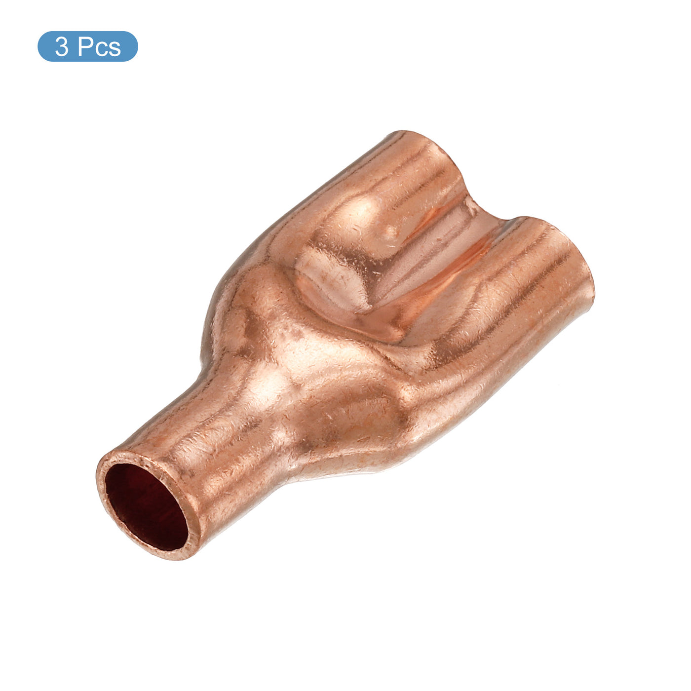 Harfington Tee Y Type Copper Fitting Welding Joint Split Union Intersection 6.35mm or 1/4 Inch ID for HVAC, Air Conditioning Refrigeration System, Pack of 3