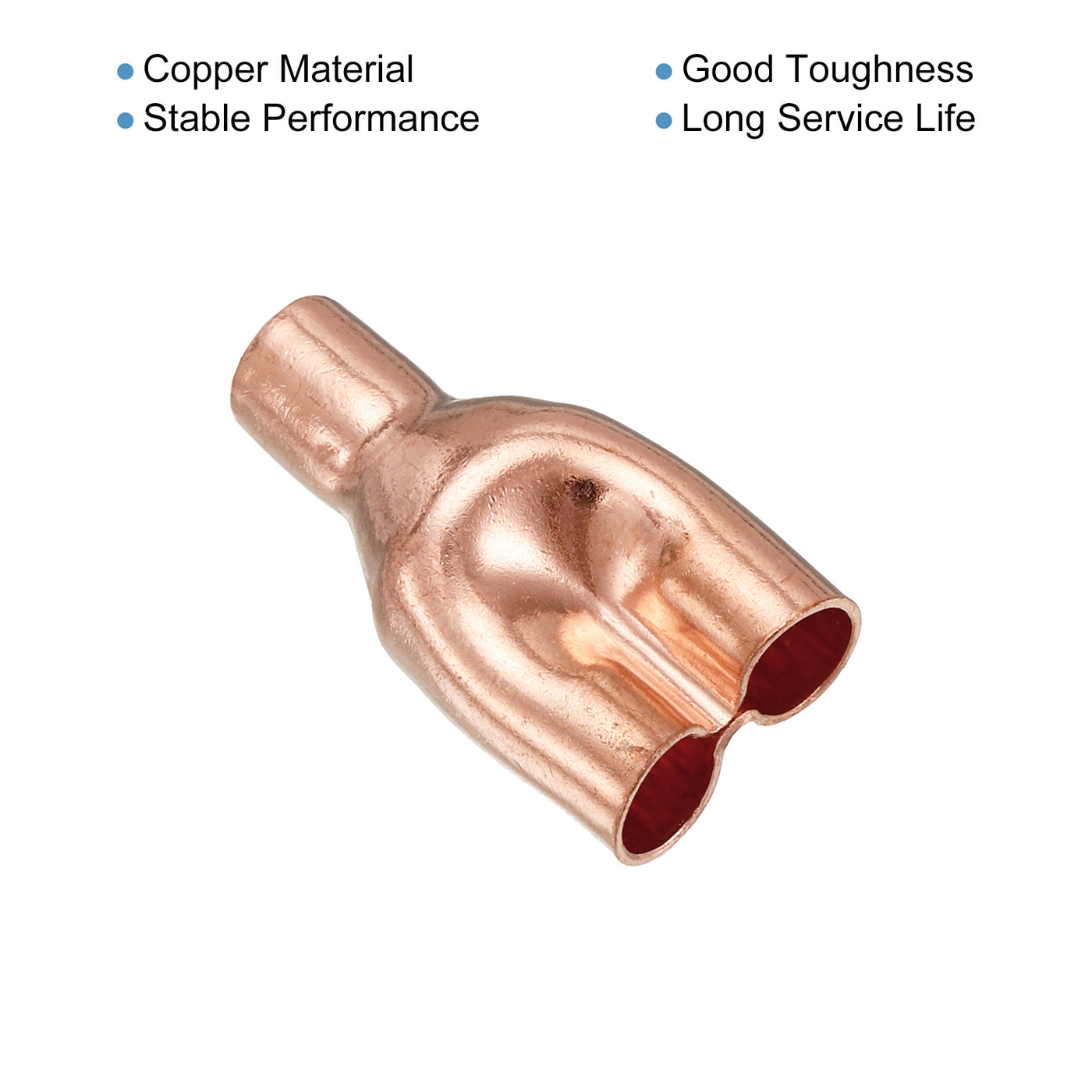 Harfington Tee Y Type Copper Fitting Welding Joint Split Union Intersection 8mm or 5/16 ID for HVAC, Air Conditioning Refrigeration System, Pack of 3