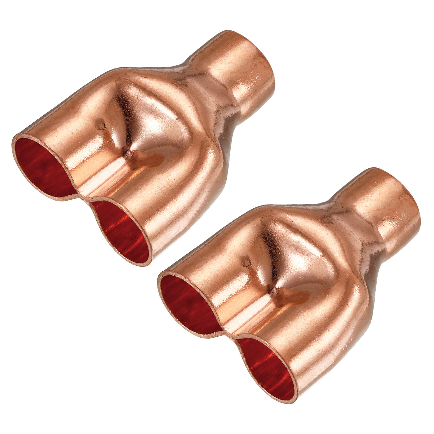 Harfington Tee Y Type Copper Fitting Welding Joint Split Union Intersection 19mm or 3/4 Inch ID for HVAC, Air Conditioning Refrigeration System, Pack of 2