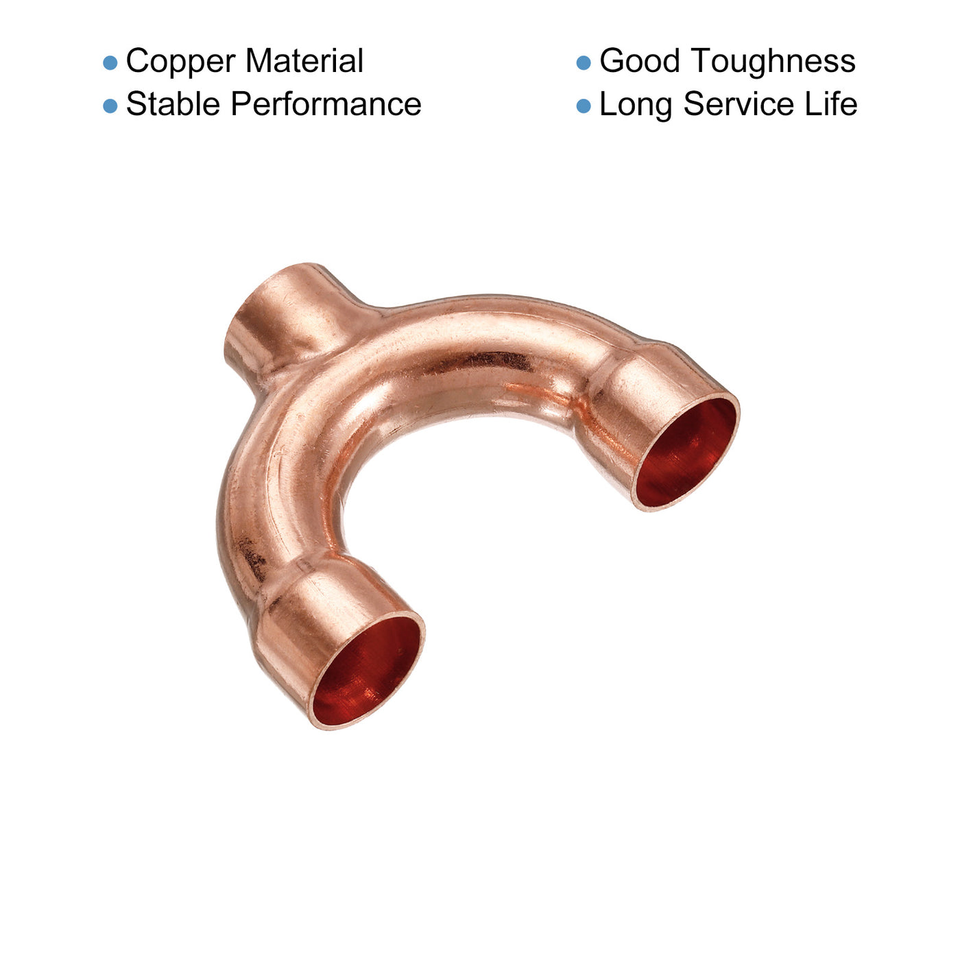 Harfington Tee Y Shape Copper Fitting Welding Joint Split Union Connector 19mm or 3/4 Inch ID for HVAC, Air Conditioning Refrigeration System, Pack of 2