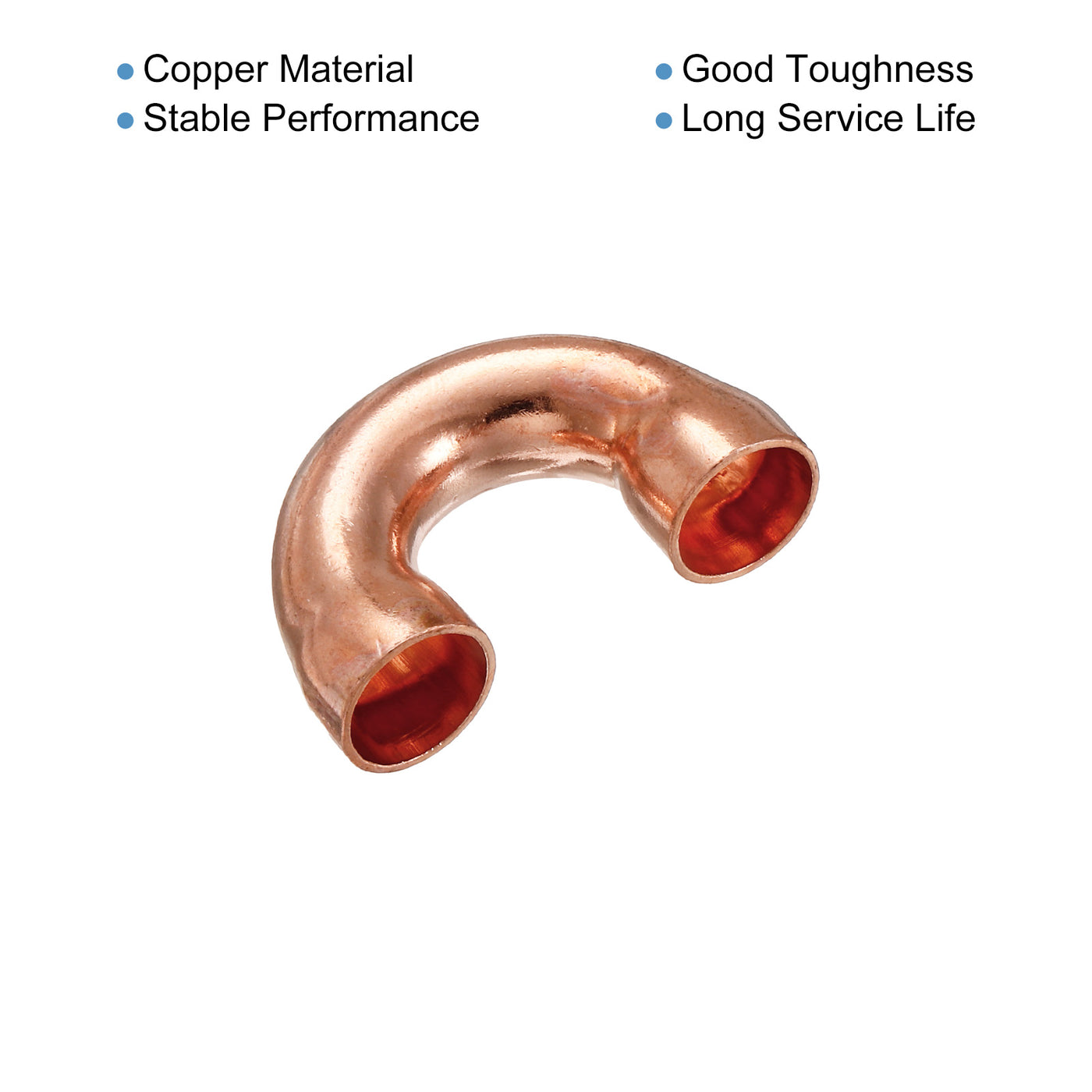Harfington U Shape Elbow 180 Degree Copper Pipe Fitting Sweat Welding Solder Connection 10mm ID for HVAC, Air Conditioning Refrigeration System, Pack of 3