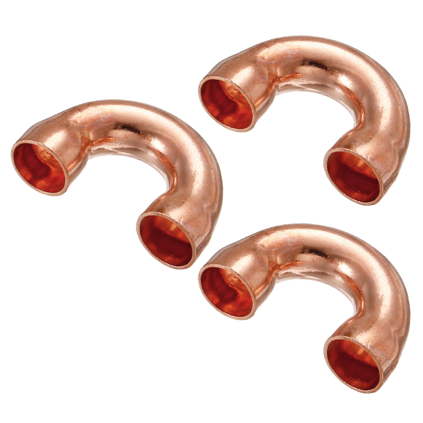 Harfington U Shape Elbow 180 Degree Copper Pipe Fitting Sweat Welding Solder Connection 10mm ID for HVAC, Air Conditioning Refrigeration System, Pack of 3