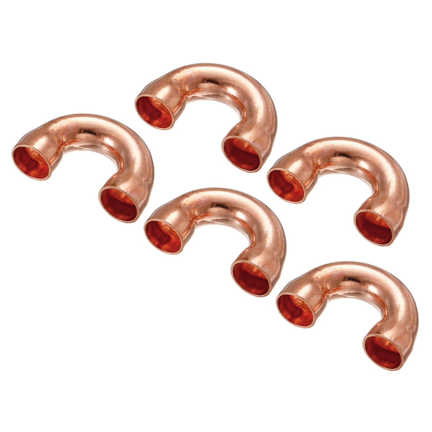 Harfington U Shape Elbow 180 Degree Copper Pipe Fitting Sweat Welding Solder Connection 10mm ID for HVAC, Air Conditioning Refrigeration System, Pack of 5