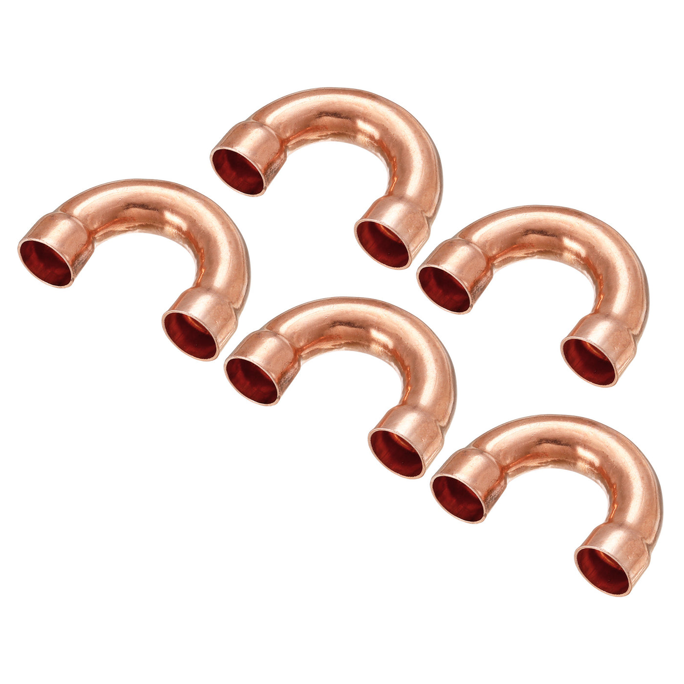 Harfington U Shape Elbow 180 Degree Copper Pipe Fitting Sweat Welding Solder Connection 12.7mm or 1/2" ID for HVAC, Air Condition Refrigeration System Pack of 5