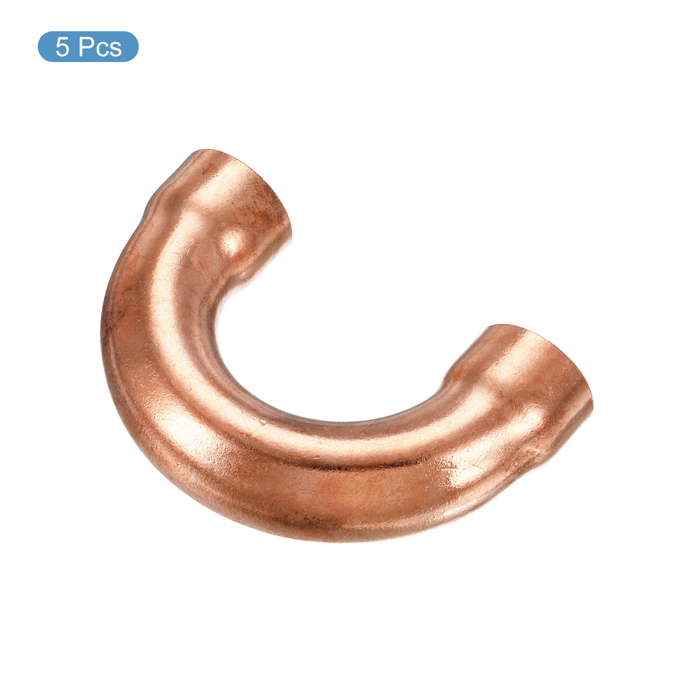 Harfington U Shape Elbow 180 Degree Copper Pipe Fitting Sweat Welding Solder Connection 16mm or 5/8" ID for HVAC, Air Conditioning Refrigeration System Pack of 5