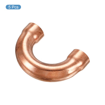 Harfington U Shape Elbow 180 Degree Copper Pipe Fitting Sweat Welding Solder Connection 16mm or 5/8" ID for HVAC, Air Conditioning Refrigeration System Pack of 5