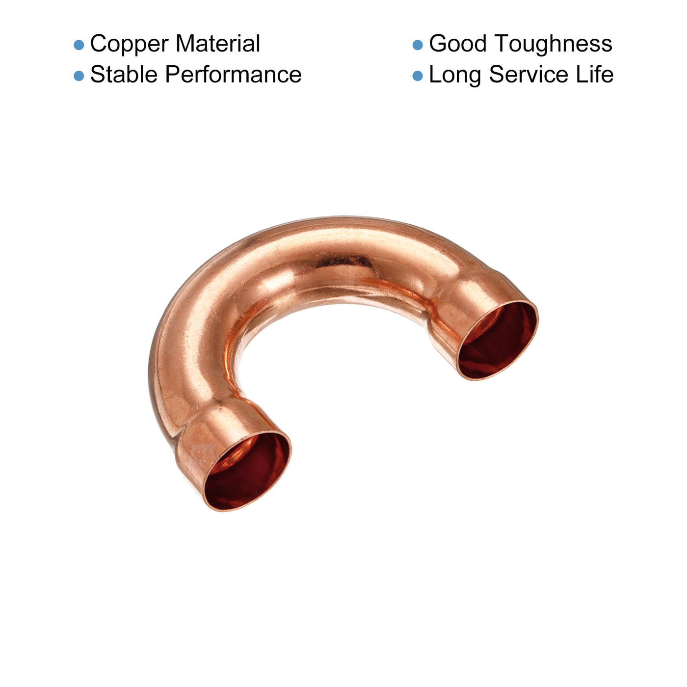 Harfington U Shape Elbow 180 Degree Copper Pipe Fitting Sweat Welding Solder Connection 19mm or 3/4" ID for HVAC, Air Conditioning Refrigeration System Pack of 5