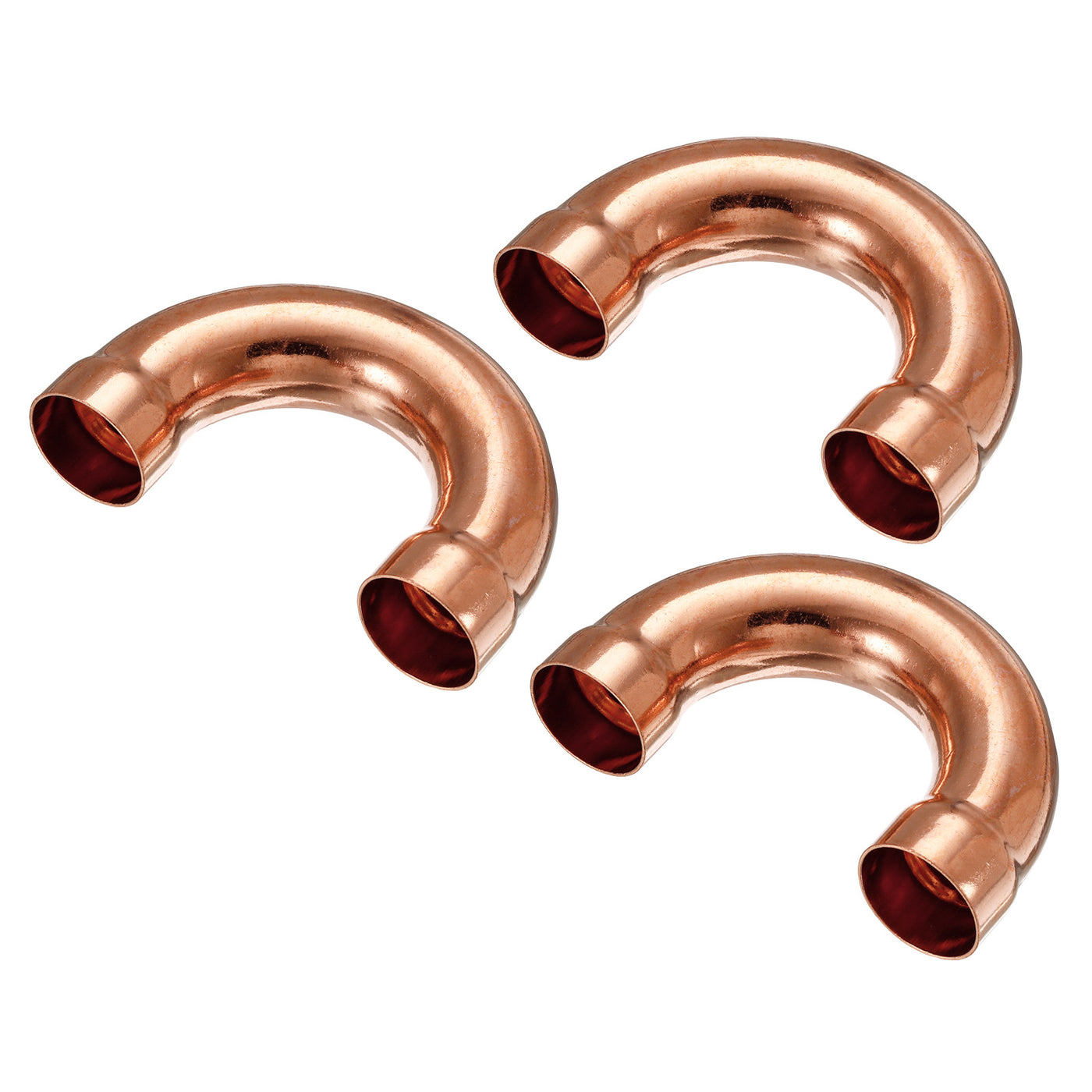Harfington U Shape Elbow 180 Degree Copper Pipe Fitting Sweat Welding Solder Connection 22mm or 7/8" ID for HVAC, Air Conditioning Refrigeration System Pack of 3