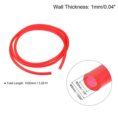 Harfington Uxcell Color Hose Tubing 1/8" ID, 13/64" OD Plastic 1Pcs 3.28 Ft for Pump Transfer, Red