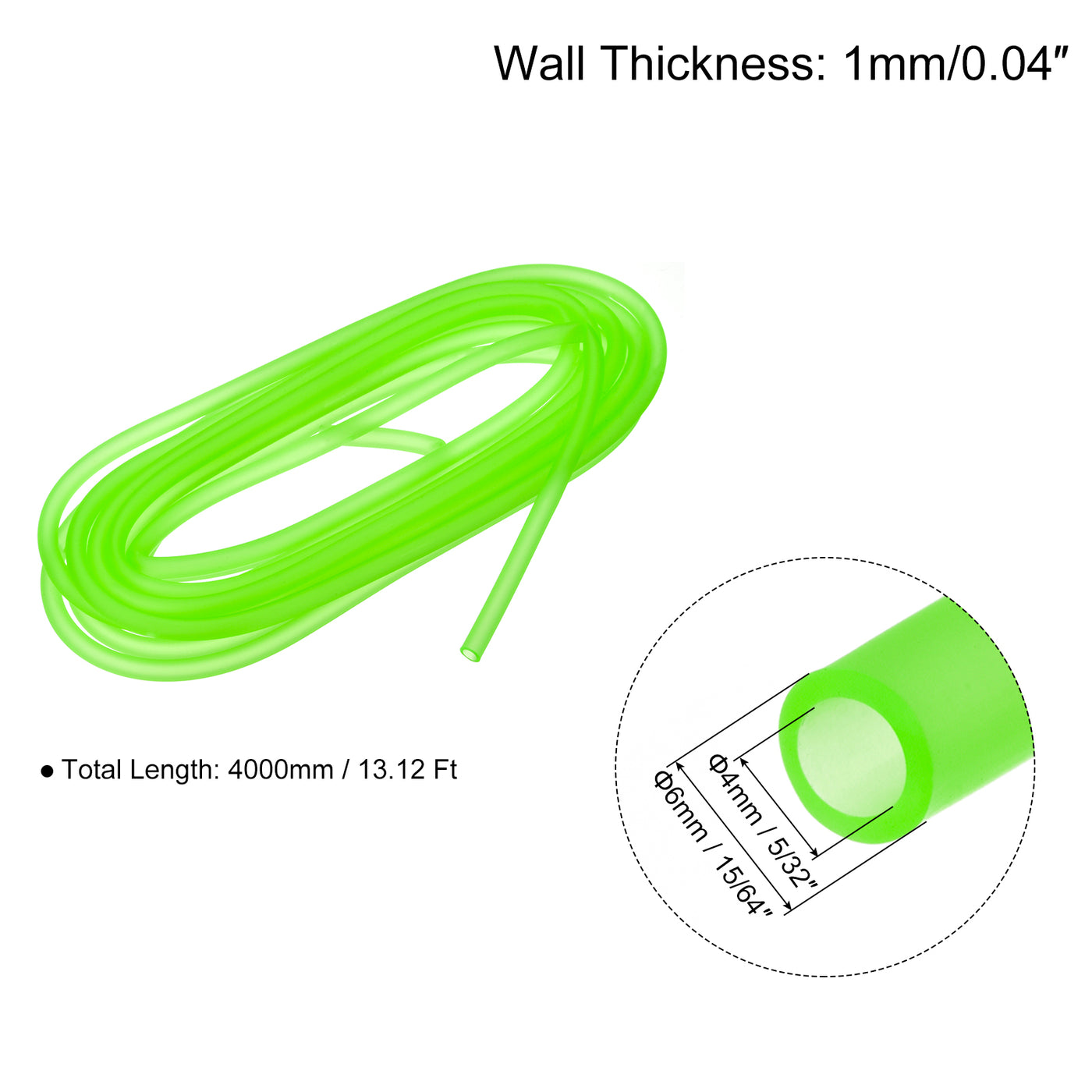uxcell Uxcell Silicone Tubing 5/32" ID, 15/64" OD 1Pcs 13.12 Ft for Pump Transfer, Green