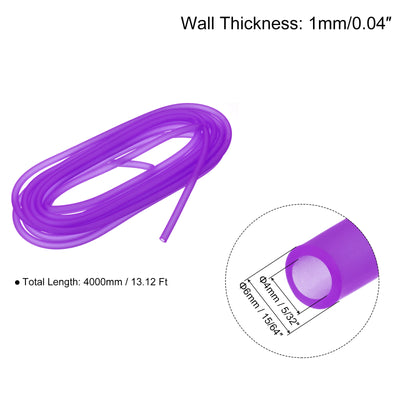 Harfington Uxcell Silicone Tubing 5/32" ID, 15/64" OD 4Pcs 13.12 Ft for Pump Transfer, Purple