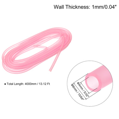 Harfington Uxcell Silicone Tubing 5/32" ID, 15/64" OD 1Pcs 13.12 Ft for Pump Transfer, Pink