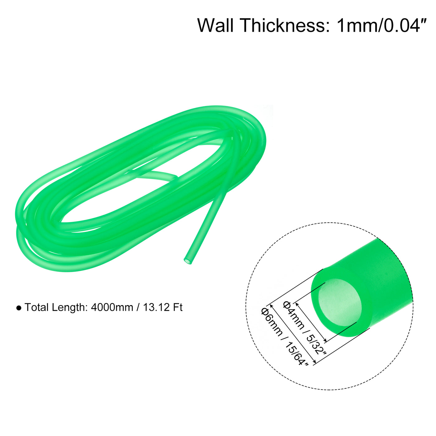 uxcell Uxcell Silicone Tubing 5/32" ID, 15/64" OD 1Pcs 13.12 Ft for Pump Transfer, Grass Green
